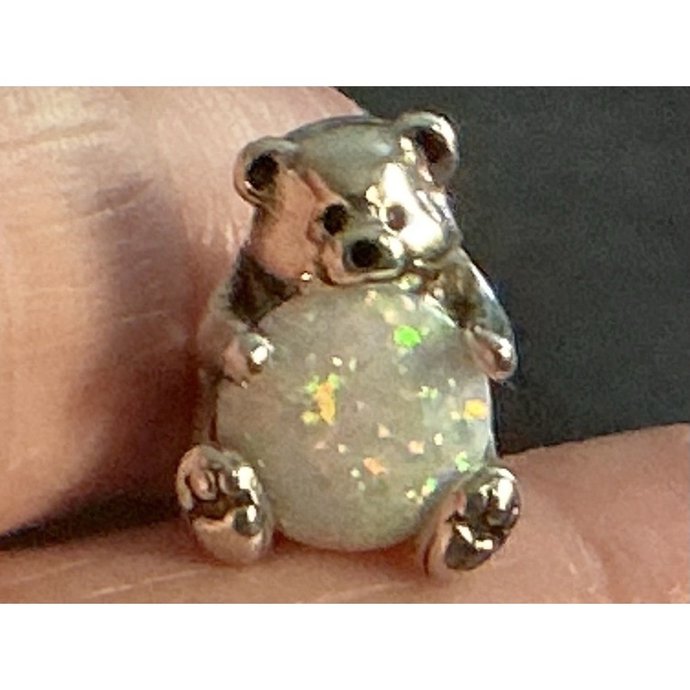 Pandora Polar Bear Charm 793589C01 Lab Created Opal S925 ALE Warm Hugs